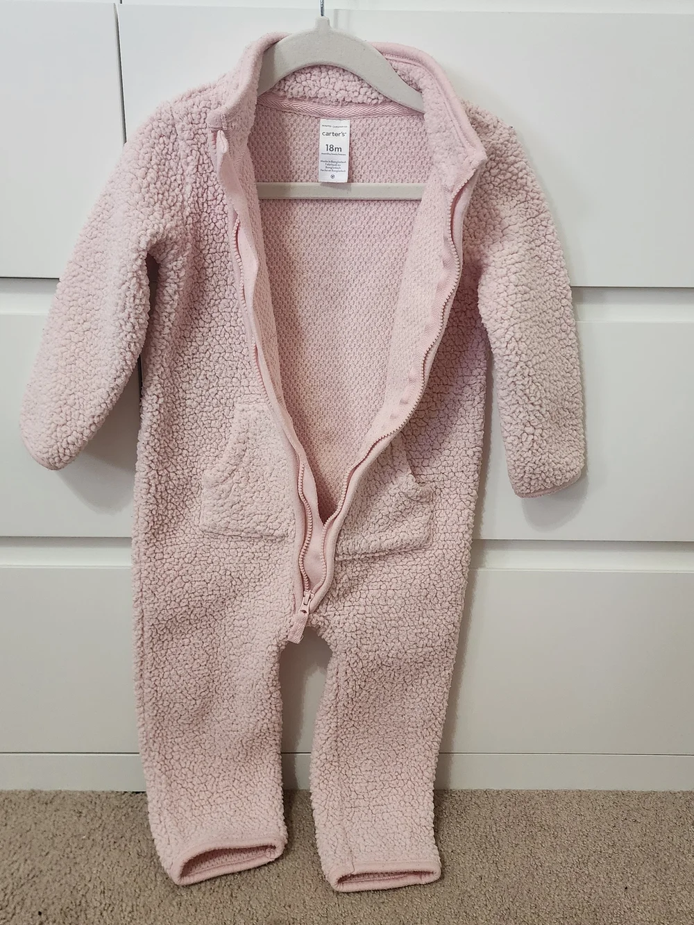 Carter's 18M Light Pink Sherpa One-Piece Footie Pajamas